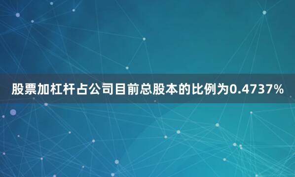 股票加杠杆占公司目前总股本的比例为0.4737%