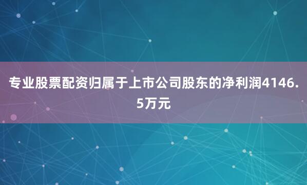 专业股票配资归属于上市公司股东的净利润4146.5万元